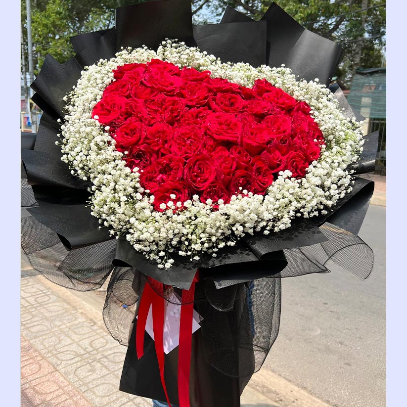 Bó hoa hồng hình trái tim tại Long Thành, Nhơn Trạch