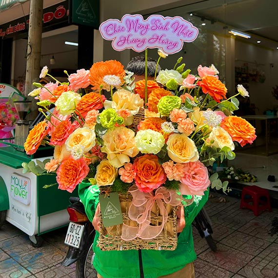 Giỏ hoa chúc mừng tại Long Thành, Nhơn Trạch mã số 972