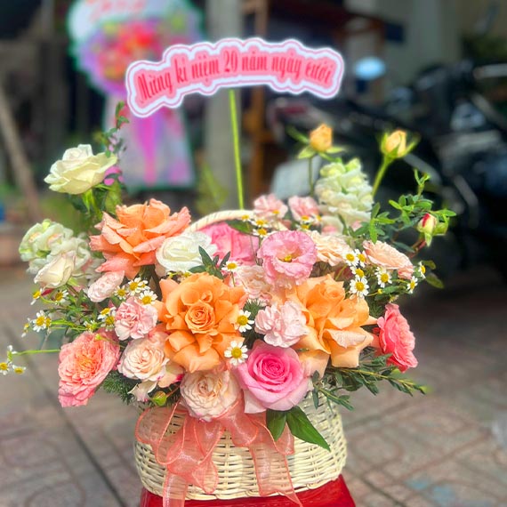 Giỏ hoa chúc mừng tại Long Thành, Nhơn Trạch mã số 966