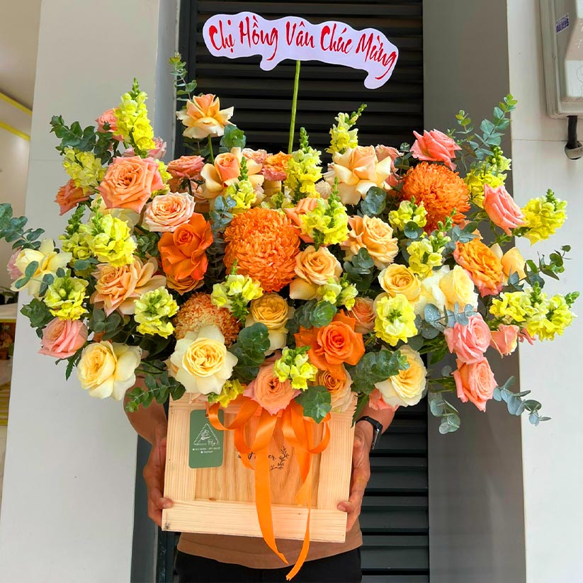Giỏ hoa, hộp hoa chúc mừng đẹp tại Long Thành, Nhơn Trạch
