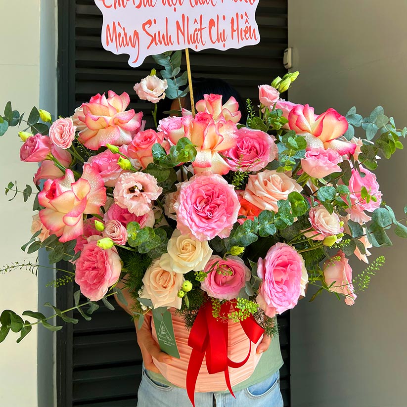 Hoa mừng sinh nhật tông màu hồng tại Long Thành, Nhơn Trạch