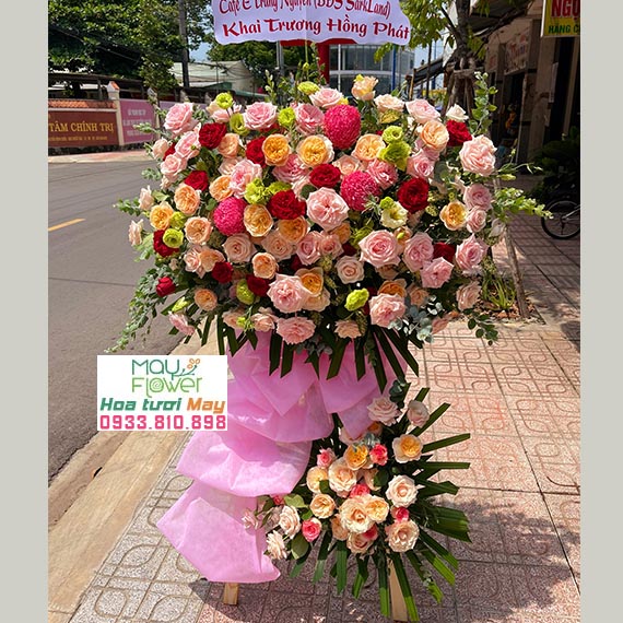 Lẵng hoa, kệ hoa chúc mừng khai trương hồng phát tại Long Thành, Nhơn Trạch